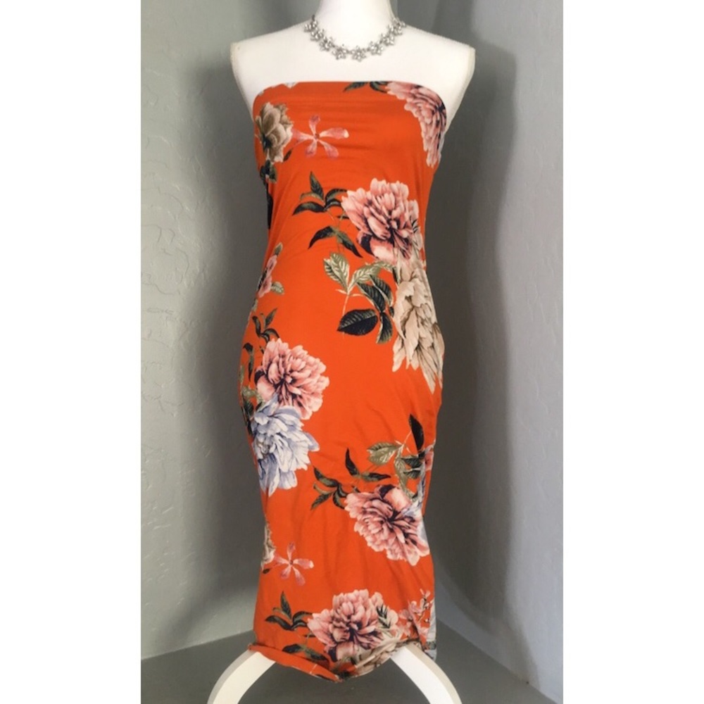 Orange floral dress